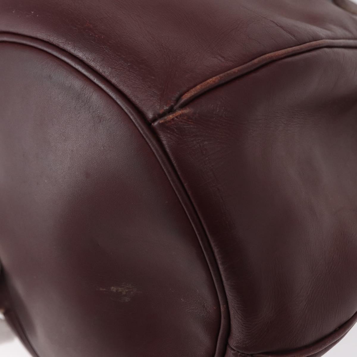 CARTIER Must Line Shoulder Bag Leather Bordeaux Gold Auth 149759