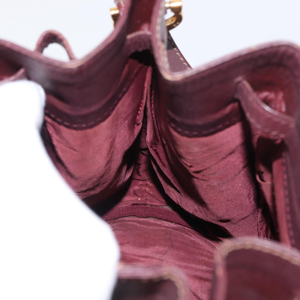 CARTIER Must Line Shoulder Bag Leather Bordeaux Gold Auth 149759