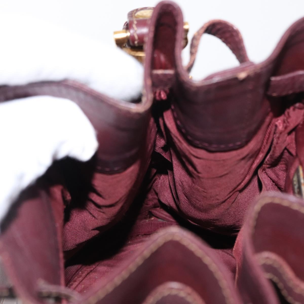 CARTIER Must Line Shoulder Bag Leather Bordeaux Gold Auth 149759