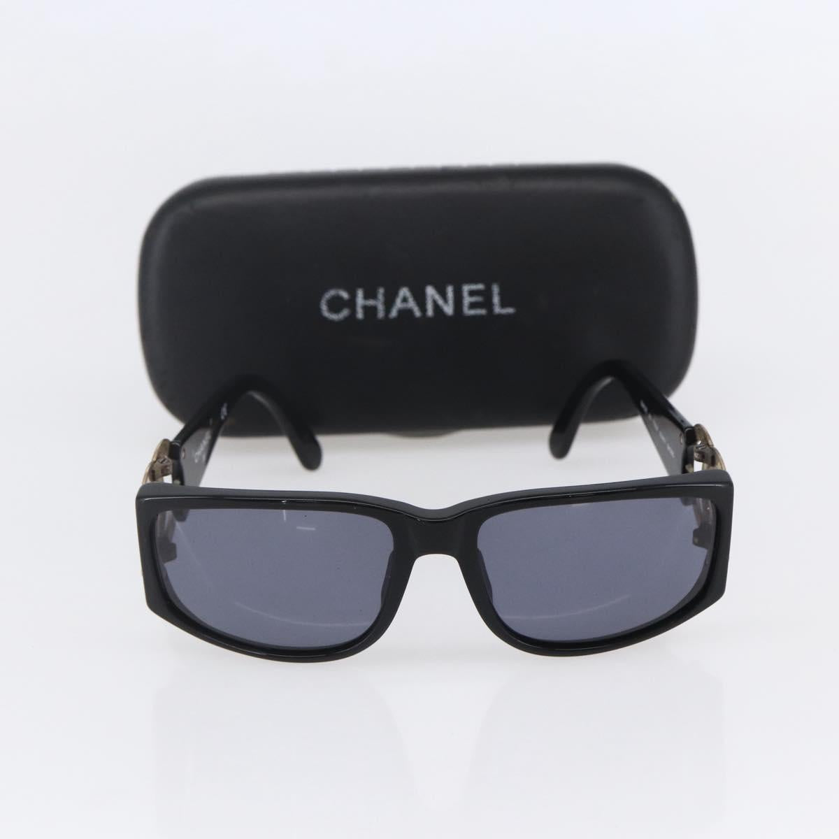 CHANEL COCO Mark Sunglasses plastic Black CC Auth 149763