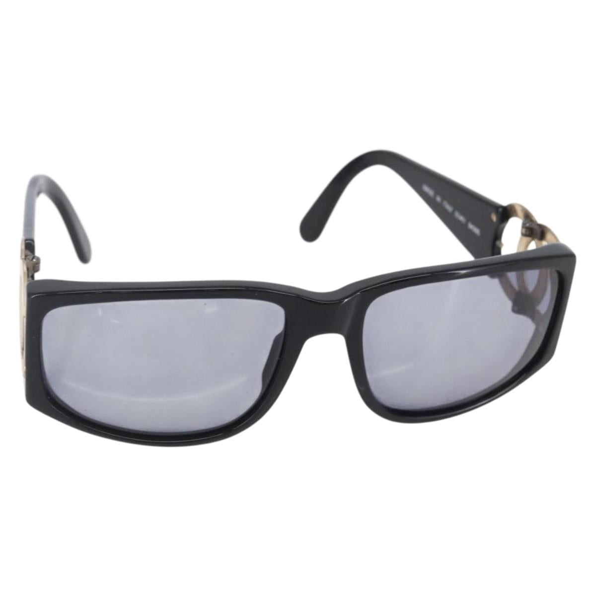 CHANEL COCO Mark Sunglasses plastic Black CC Auth 149763