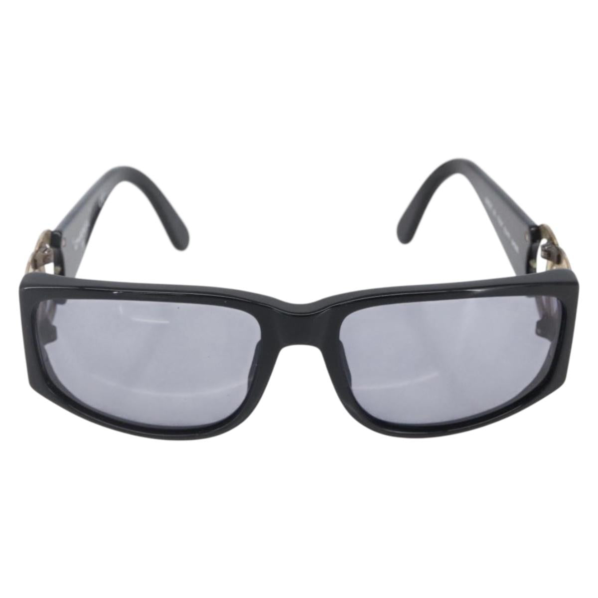 CHANEL COCO Mark Sunglasses plastic Black CC Auth 149763