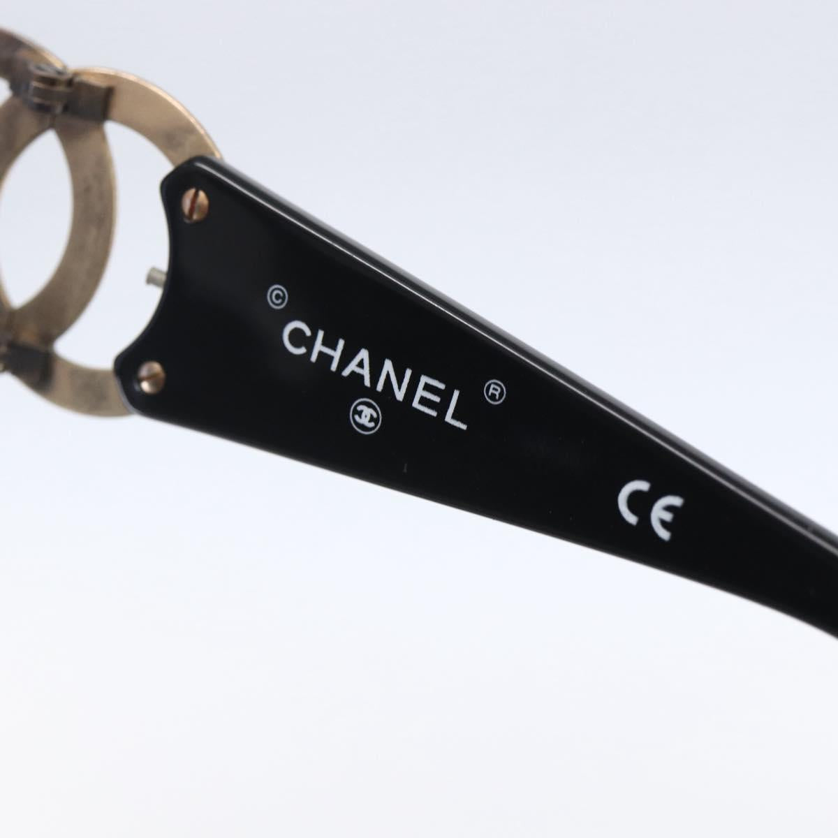 CHANEL COCO Mark Sunglasses plastic Black CC Auth 149763