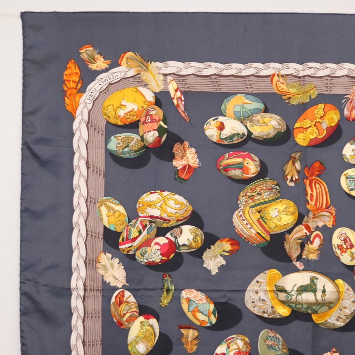 HERMES Carre 90 Scarf Silk ""COUVEE D'HERMES"" Gray Auth 149765
