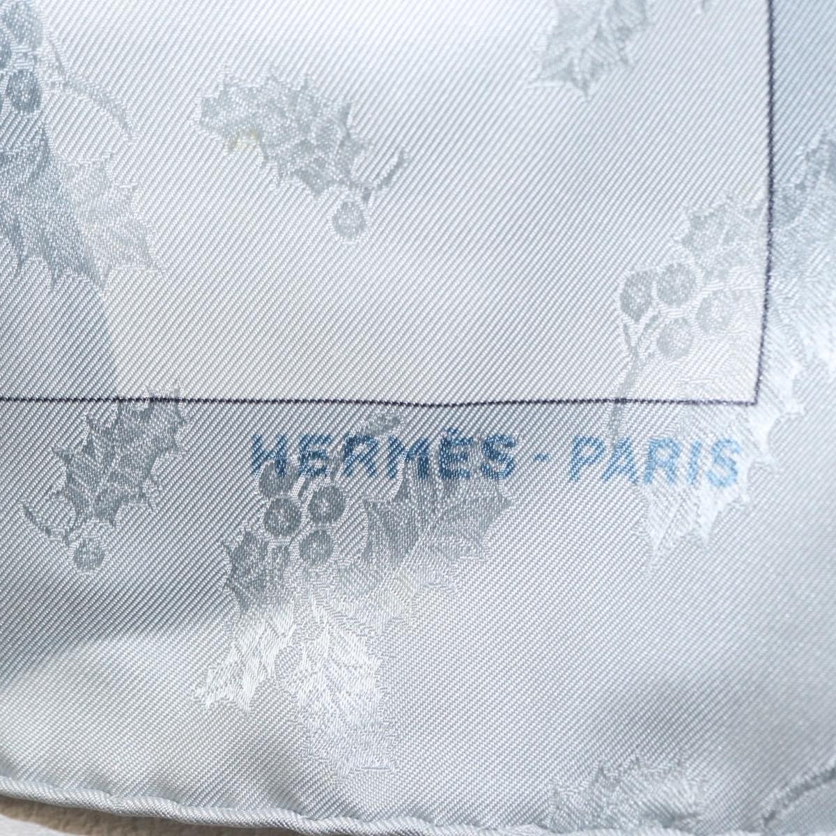 HERMES Carre 90 Scarf Silk ""Neige d'Antan detail"" Light Blue Auth 149766
