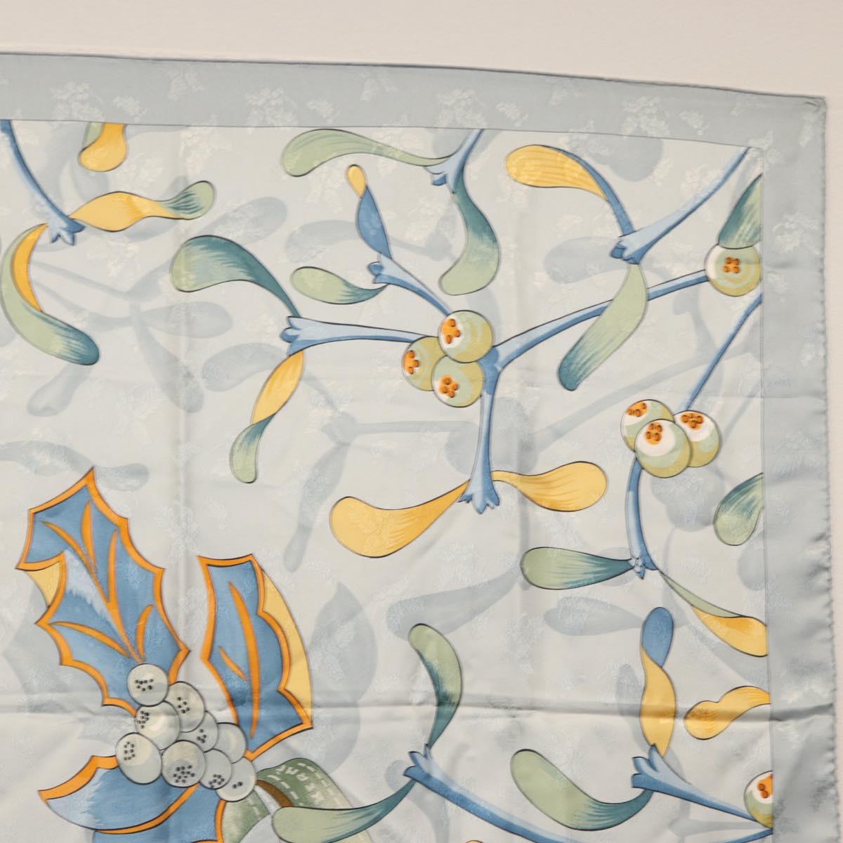HERMES Carre 90 Scarf Silk ""Neige d'Antan detail"" Light Blue Auth 149766