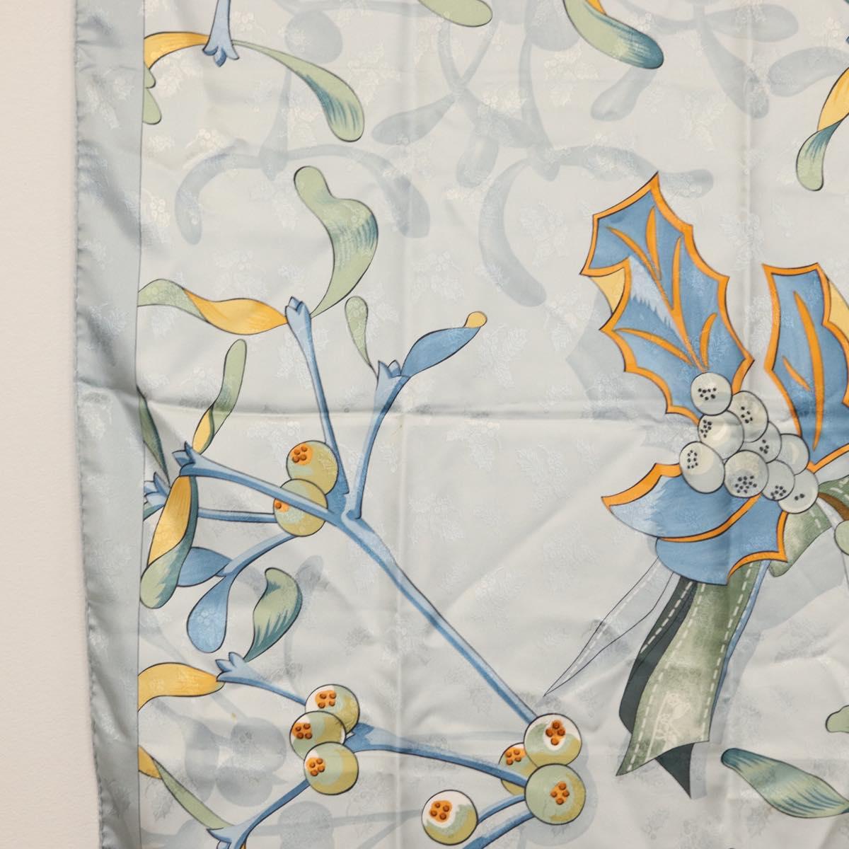 HERMES Carre 90 Scarf Silk ""Neige d'Antan detail"" Light Blue Auth 149766