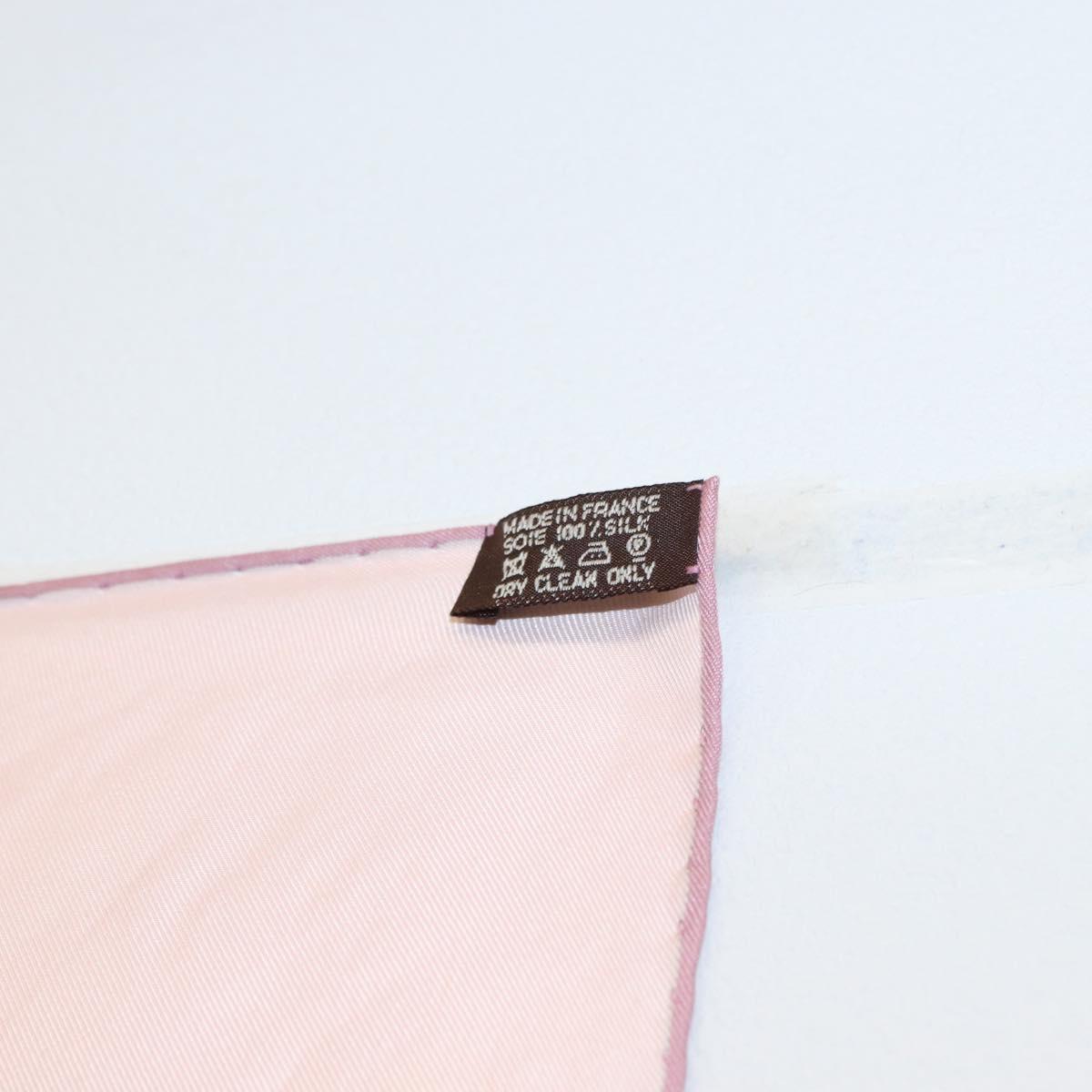 HERMES Carre 90 Scarf Silk ""VOYAGE EN ETOFFES"" Pink Auth 149767