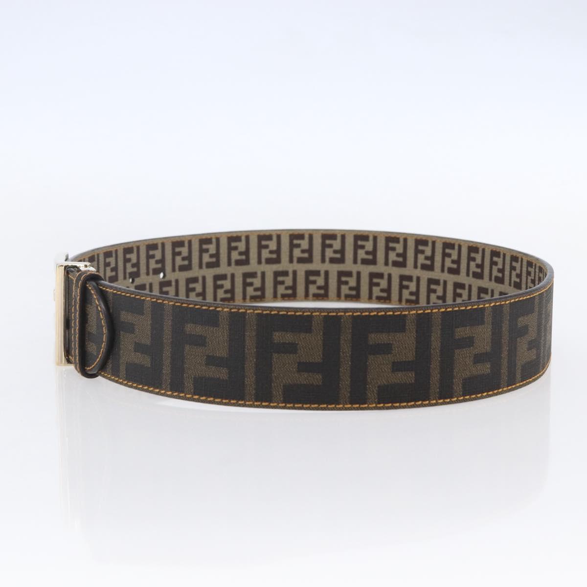 FENDI Zucca Canvas Belt 33.1"" Black Brown Auth 149770A