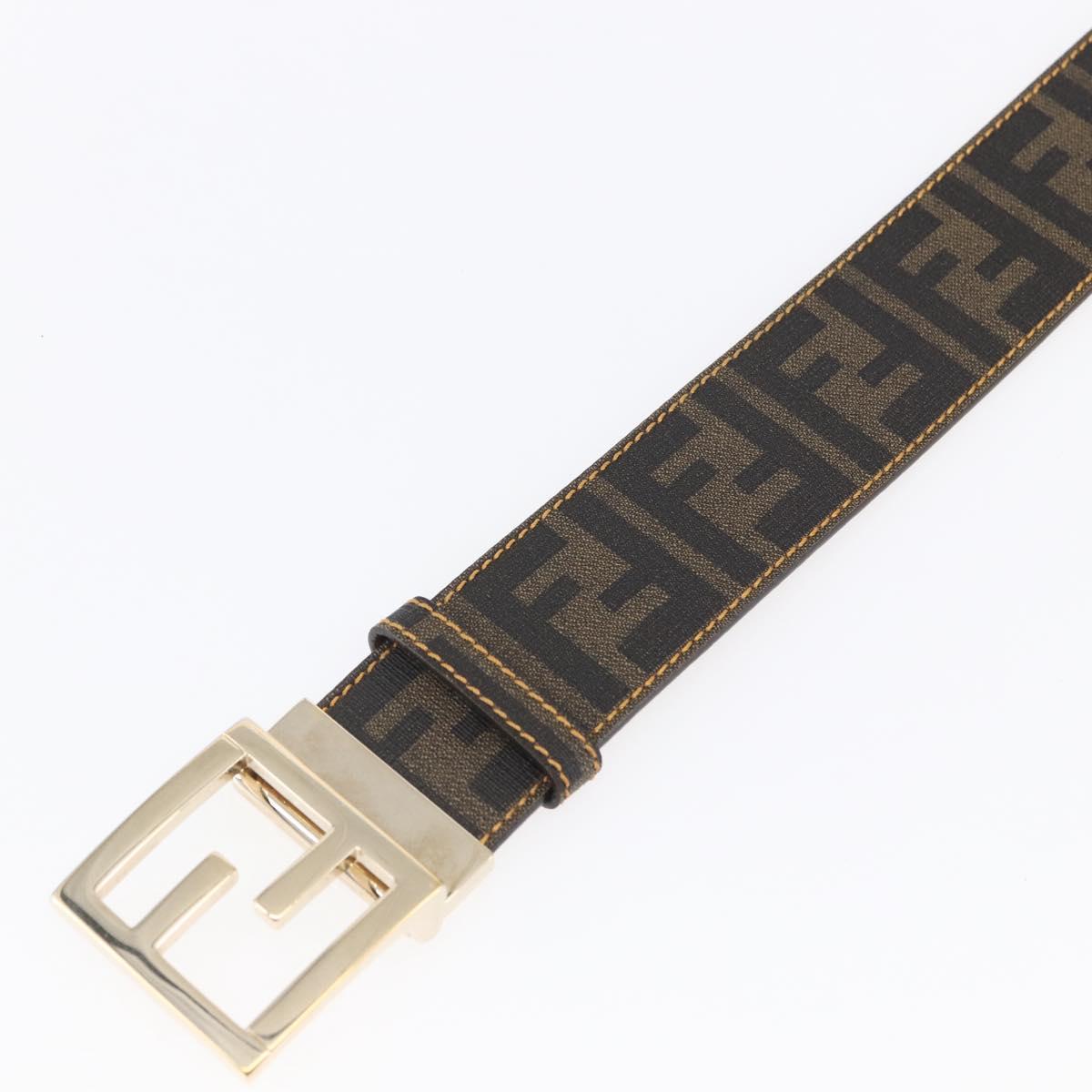 FENDI Zucca Canvas Belt 33.1"" Black Brown Auth 149770A