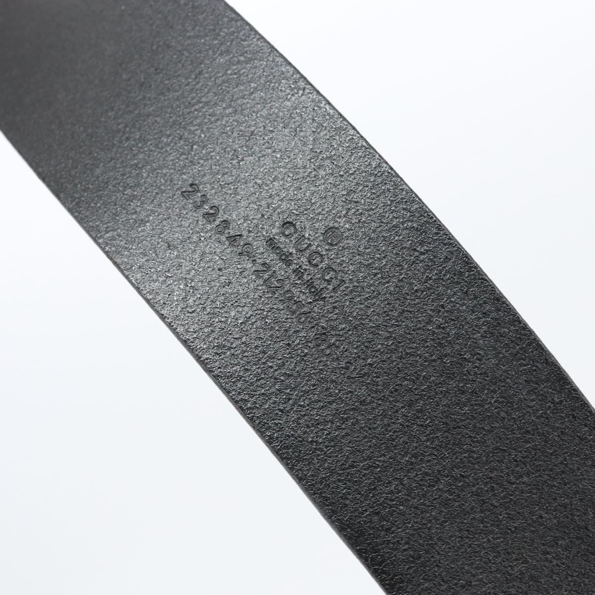 GUCCI Interlocking Belt Leather 37.4"" Black Gold 232849 Auth 149771