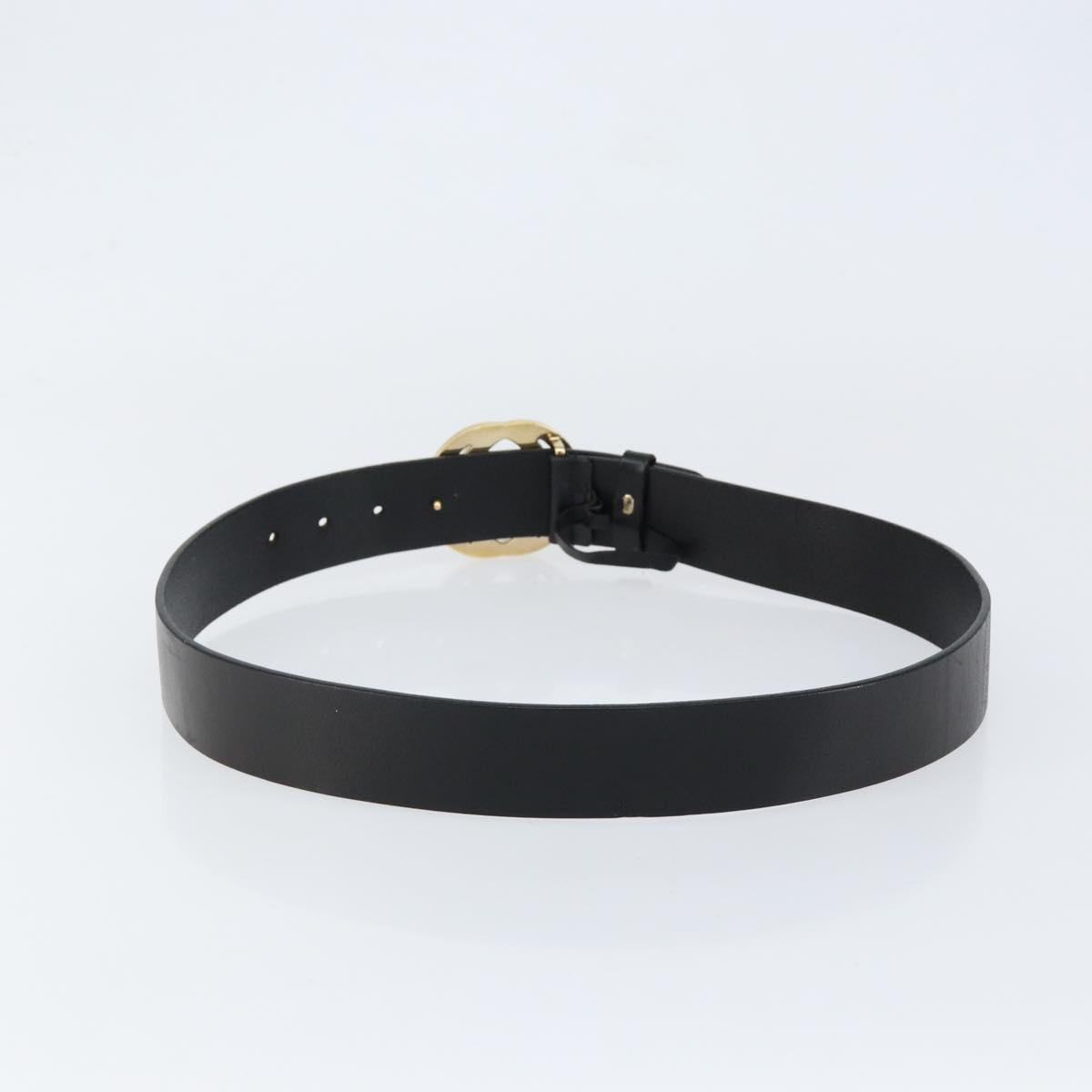 GUCCI Interlocking Belt Leather 37.4"" Black Gold 232849 Auth 149771