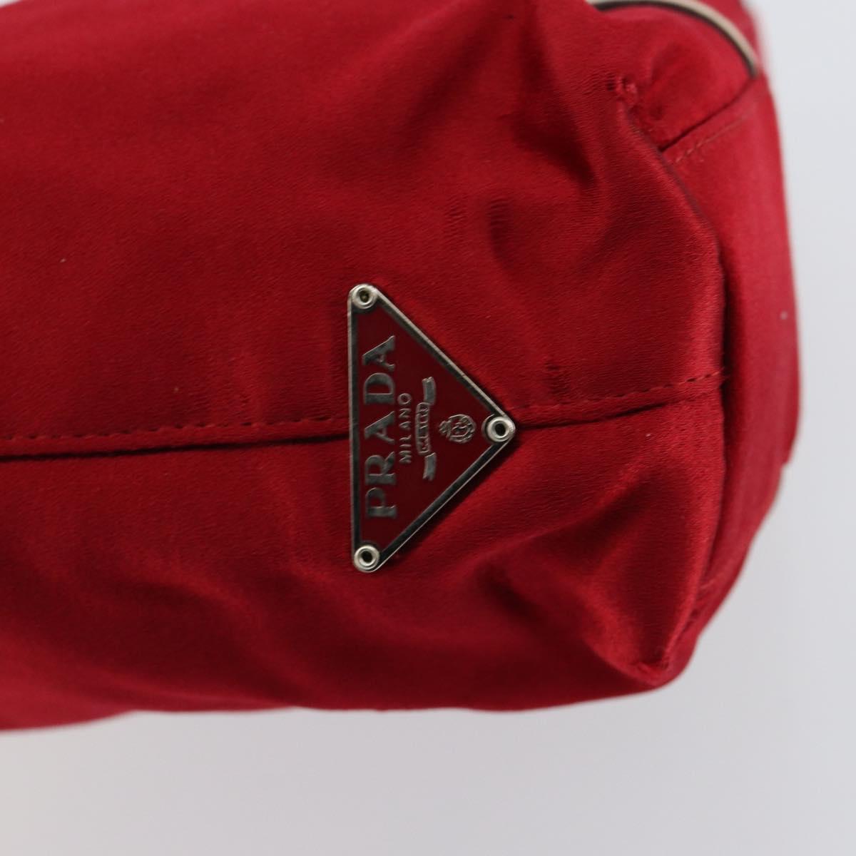 PRADA Hand Bag Satin Red Auth 149778