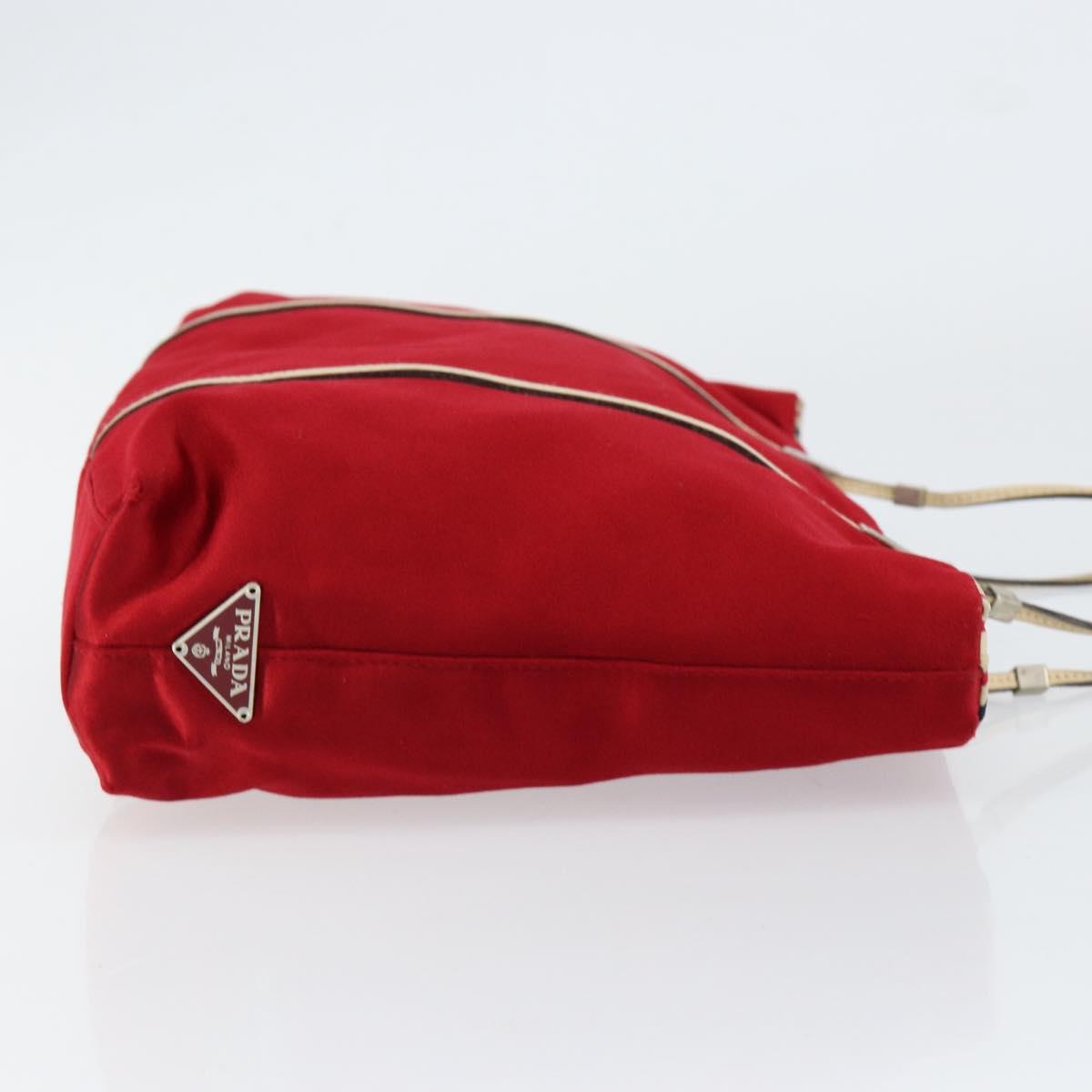 PRADA Hand Bag Satin Red Auth 149778