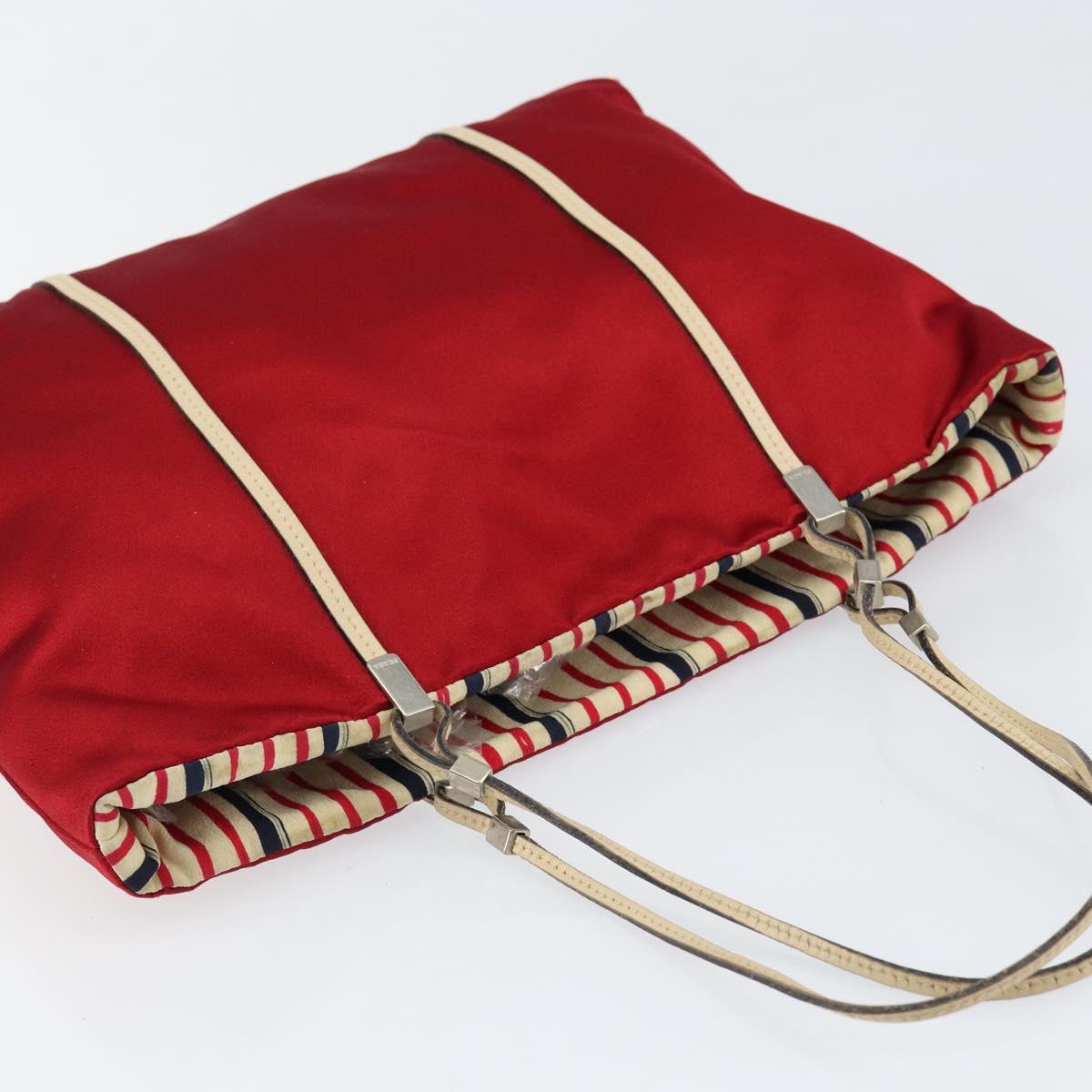 PRADA Hand Bag Satin Red Auth 149778