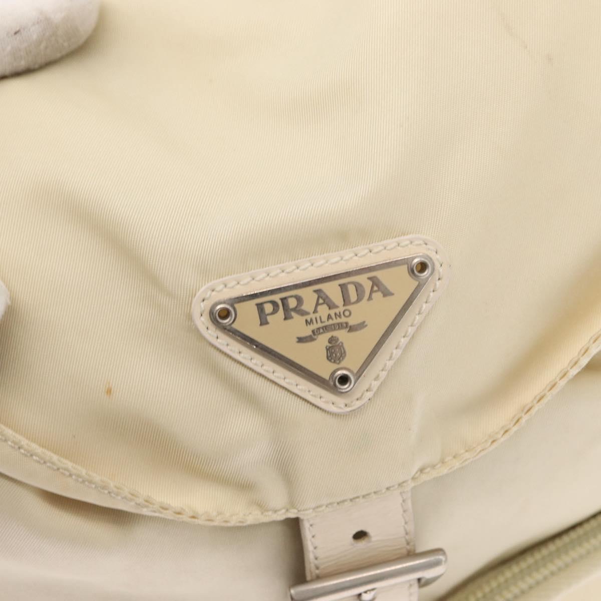 PRADA Backpack Nylon White Silver Auth 149779