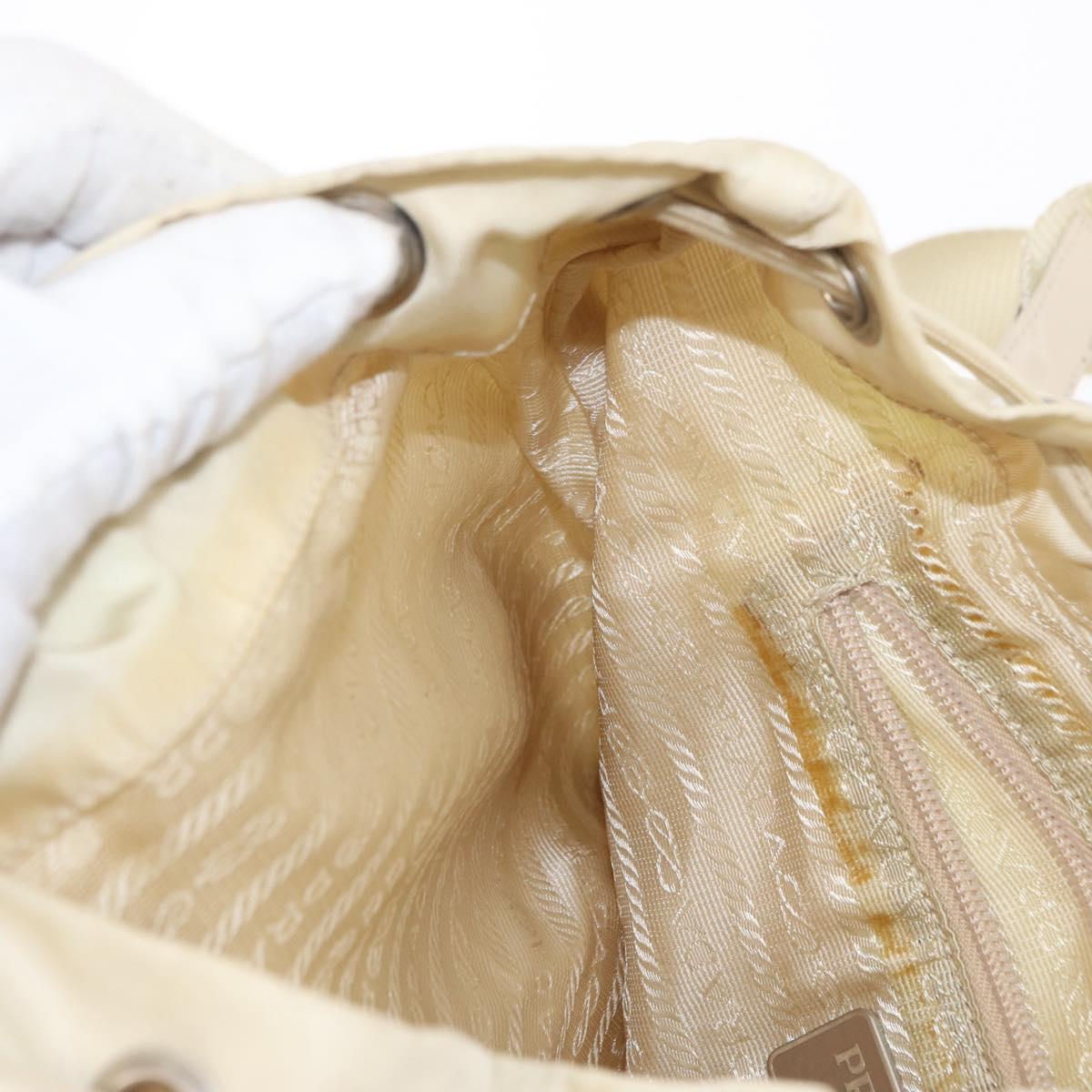 PRADA Backpack Nylon White Silver Auth 149779