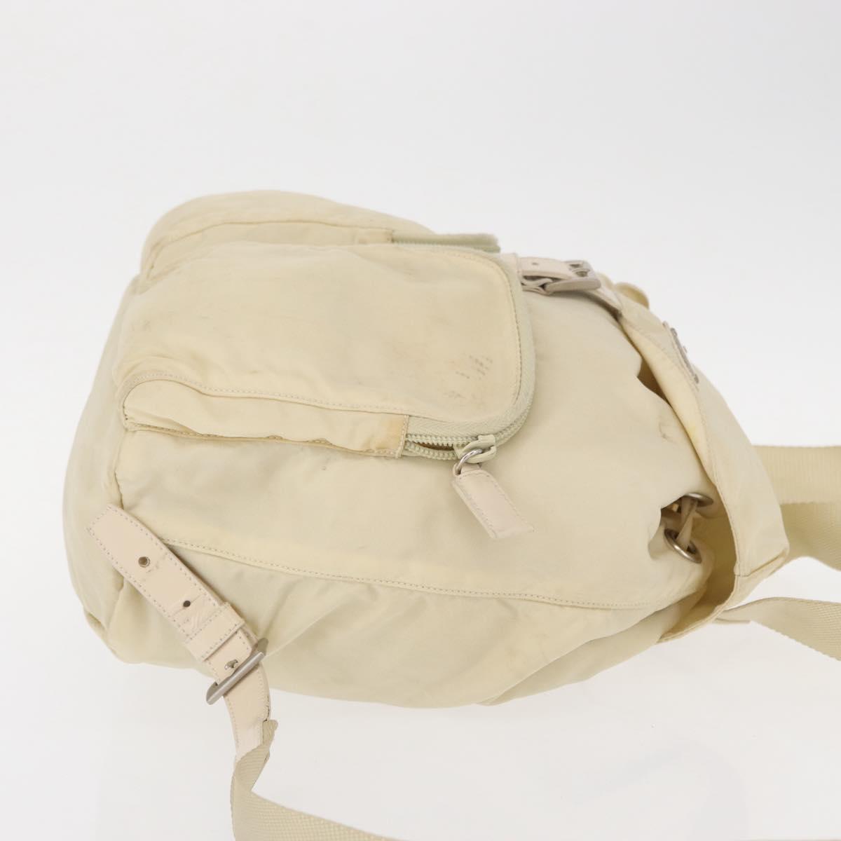 PRADA Backpack Nylon White Silver Auth 149779
