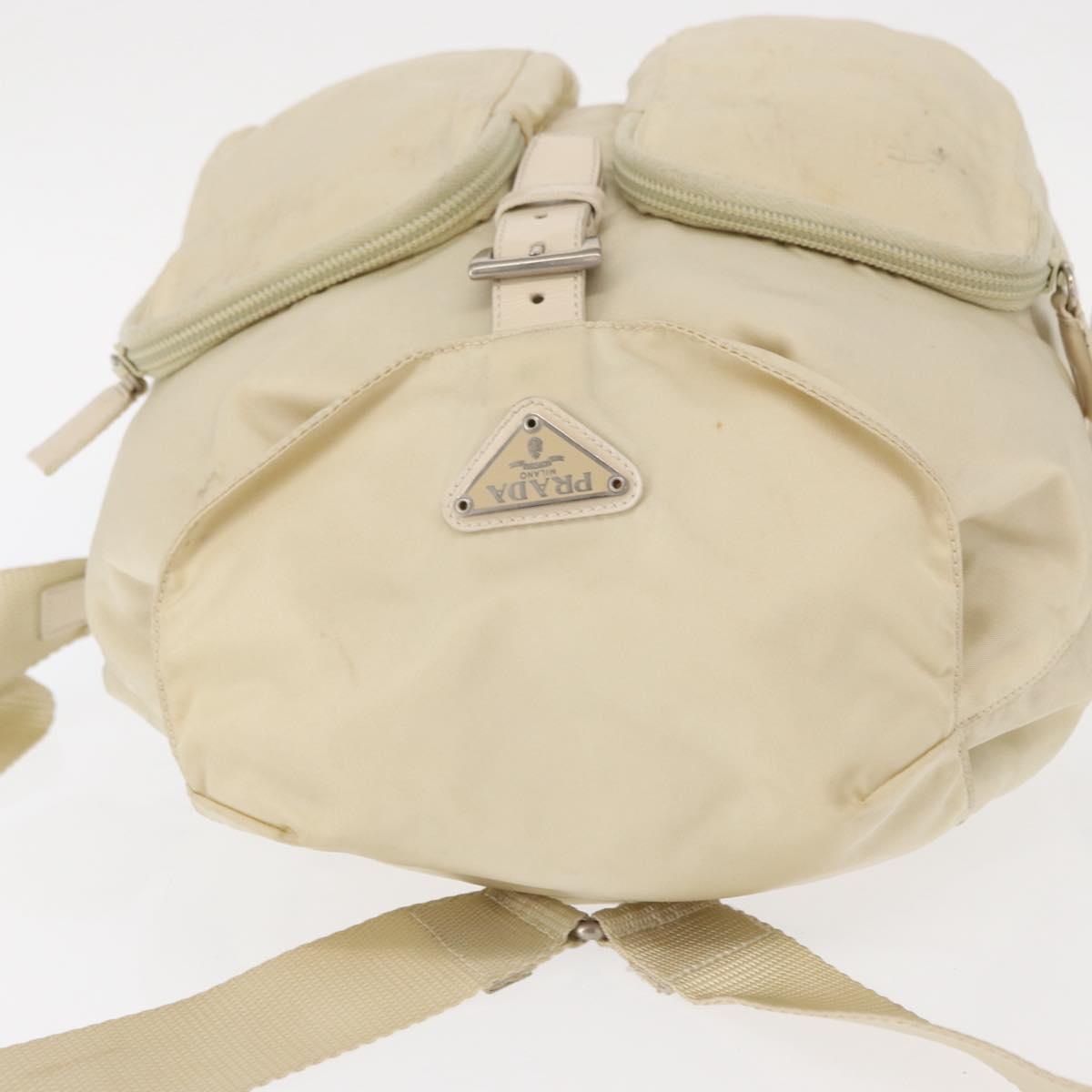 PRADA Backpack Nylon White Silver Auth 149779