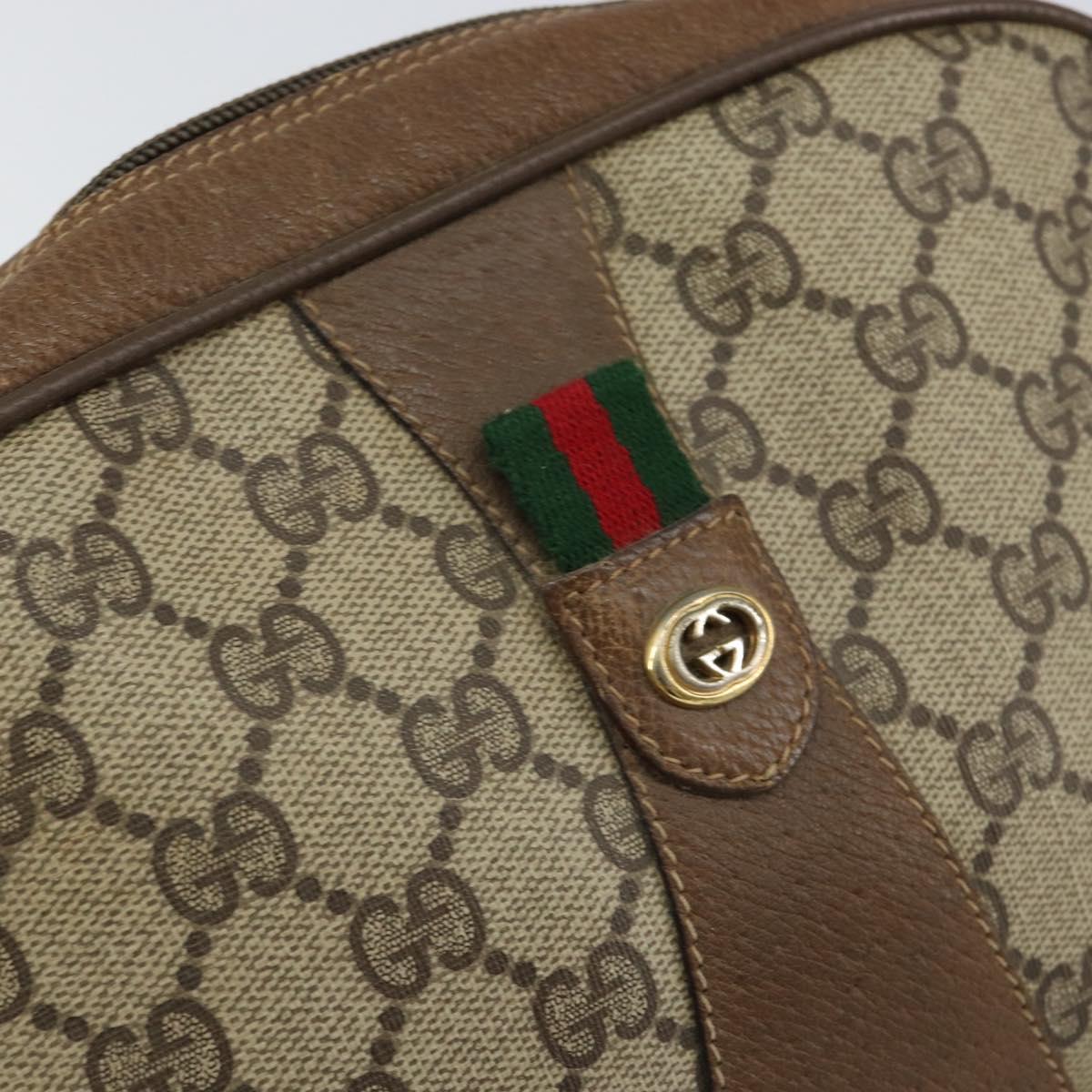 GUCCI GG Supreme Web Sherry Line Clutch Bag PVC Beige Red 89 01 034 Auth 149786