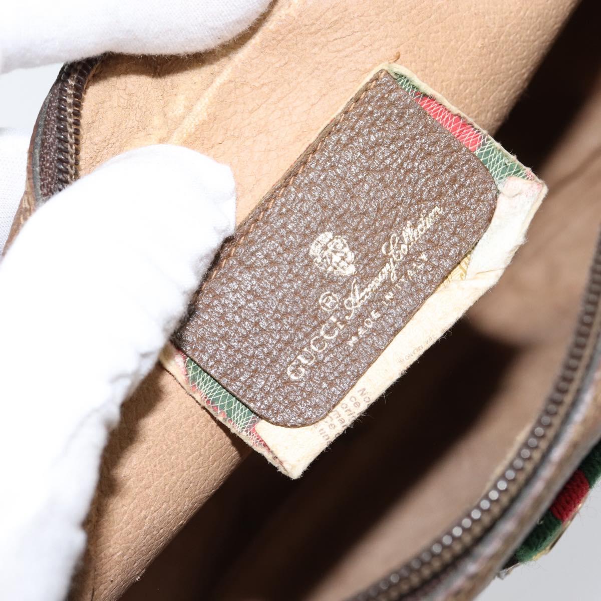 GUCCI GG Supreme Web Sherry Line Clutch Bag PVC Beige Red 89 01 034 Auth 149786