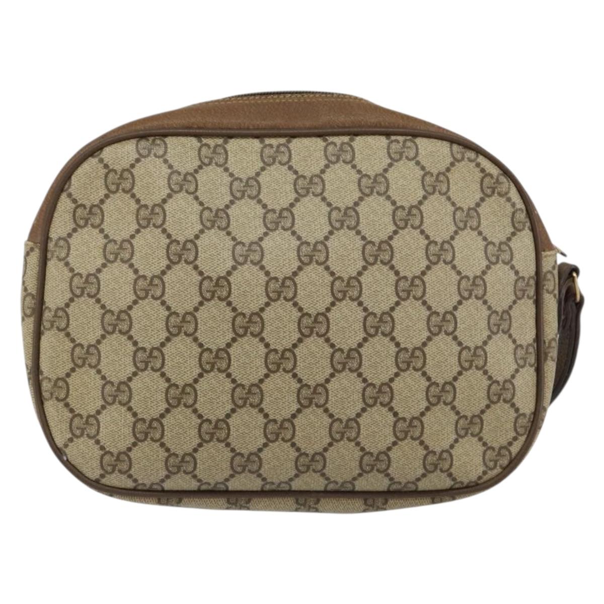 GUCCI GG Supreme Web Sherry Line Clutch Bag PVC Beige Red 89 01 034 Auth 149786