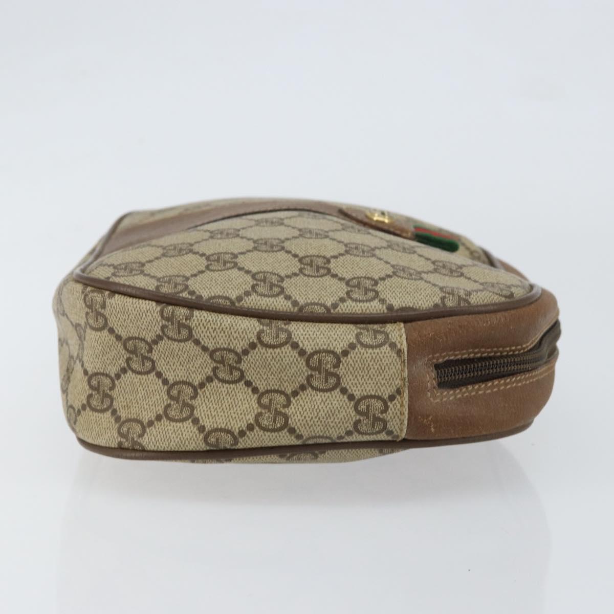 GUCCI GG Supreme Web Sherry Line Clutch Bag PVC Beige Red 89 01 034 Auth 149786