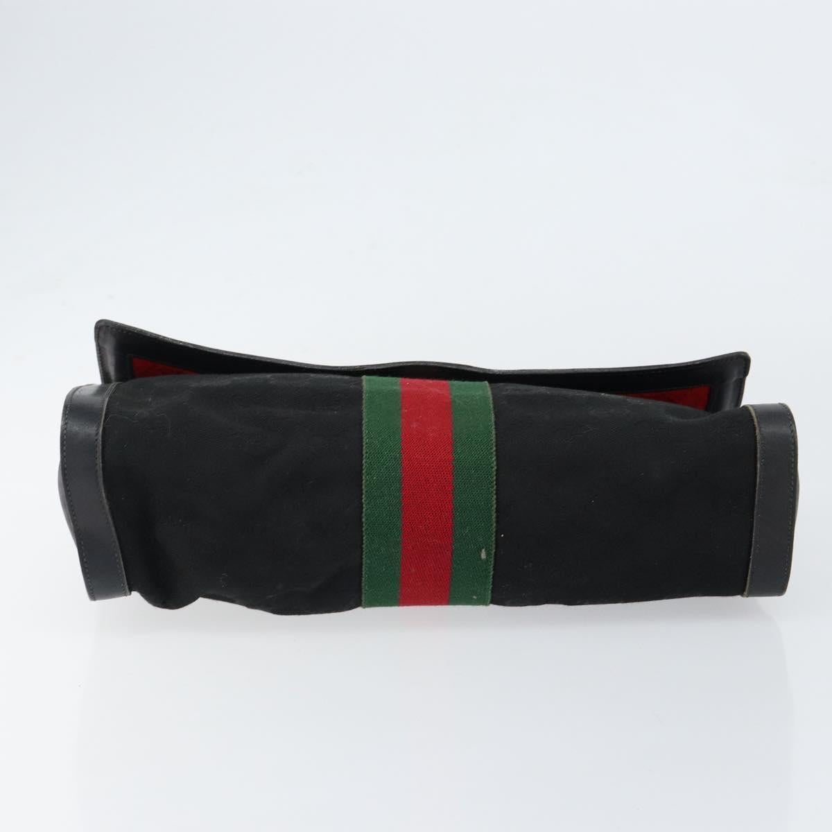 GUCCI GG Canvas Web Sherry Line Clutch Bag Black Red 5 004 3657 30 Auth 149787