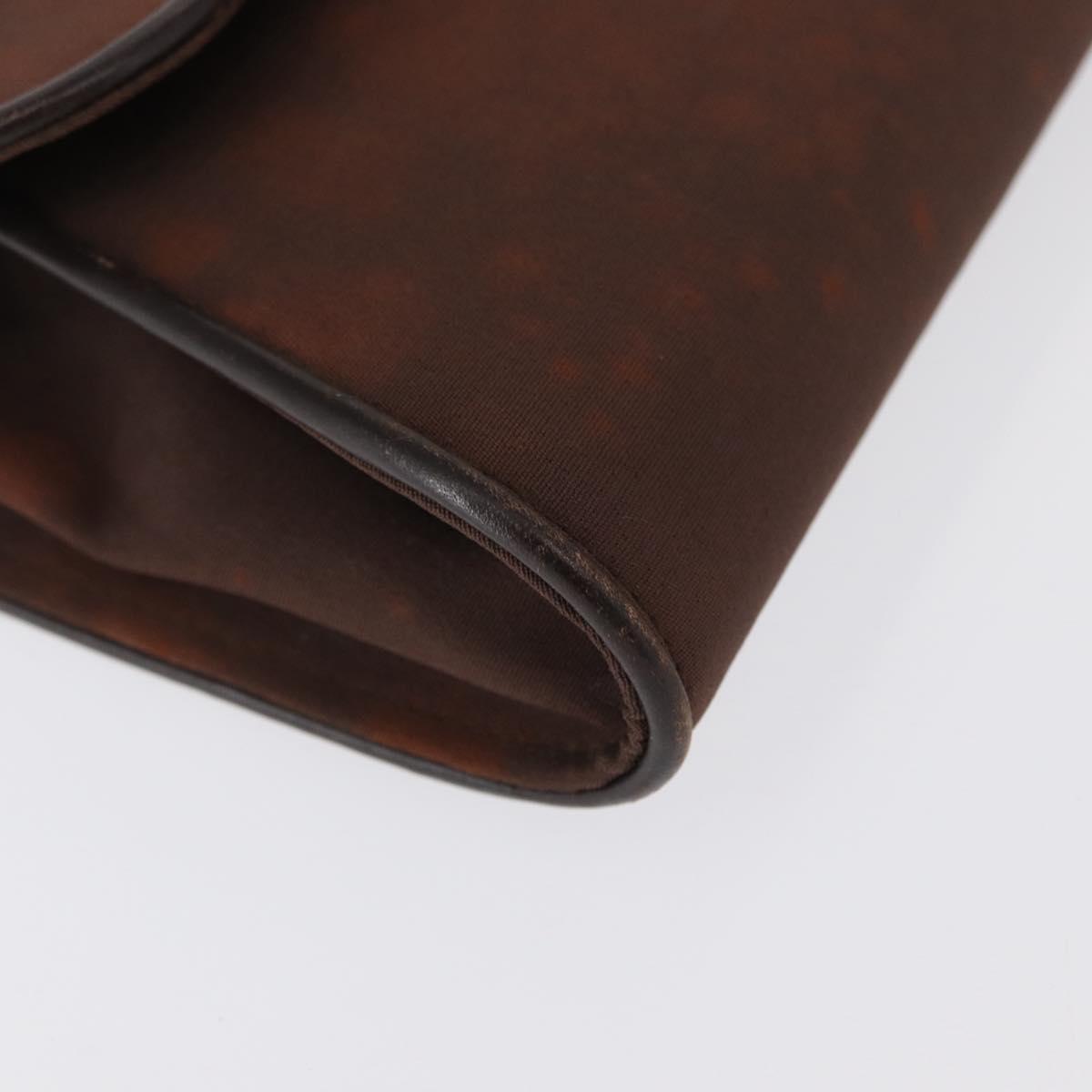 GUCCI Chain Shoulder Bag Nylon Brown Gold Auth 149791