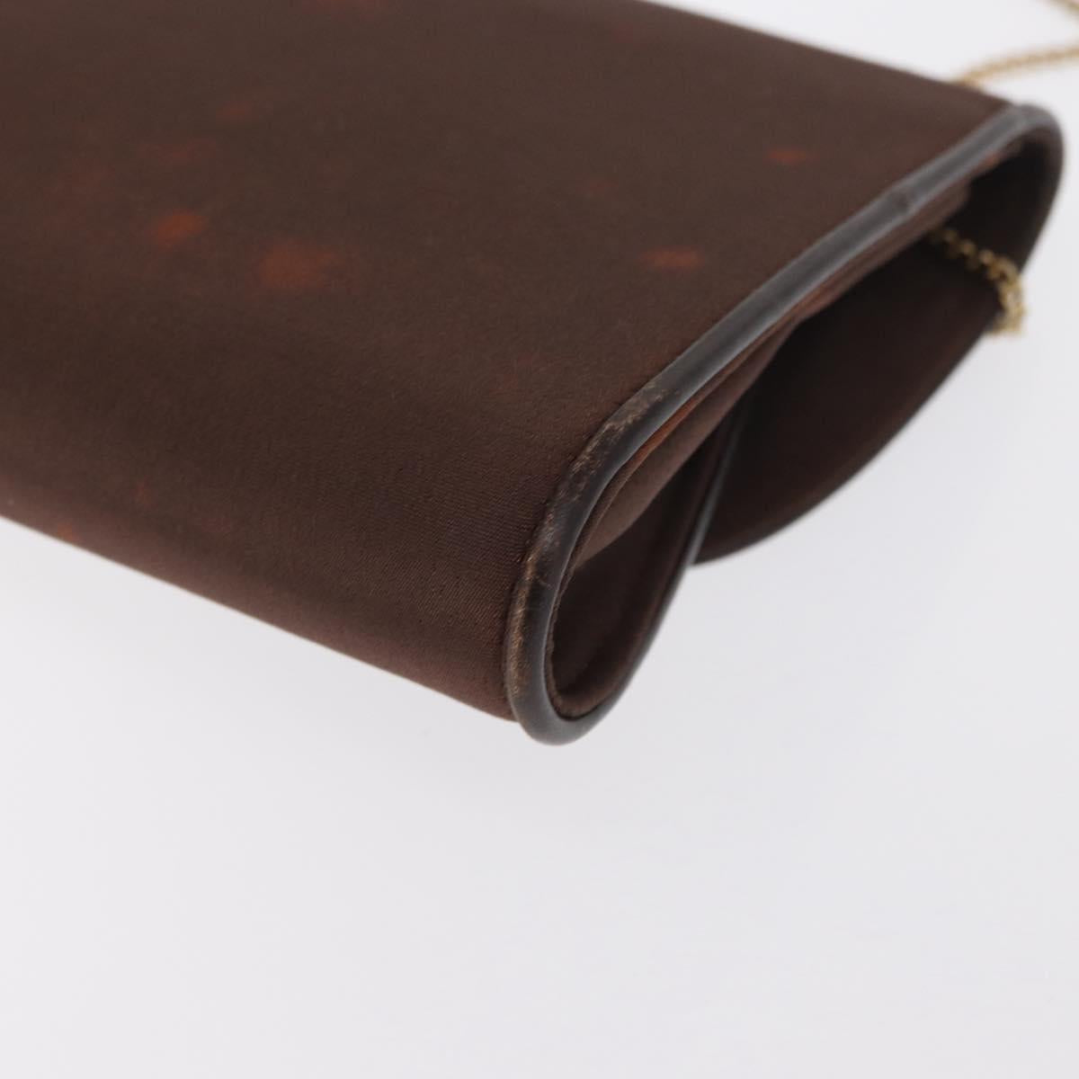 GUCCI Chain Shoulder Bag Nylon Brown Gold Auth 149791