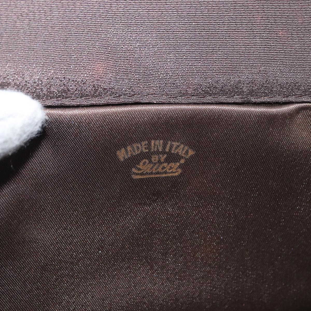 GUCCI Chain Shoulder Bag Nylon Brown Gold Auth 149791