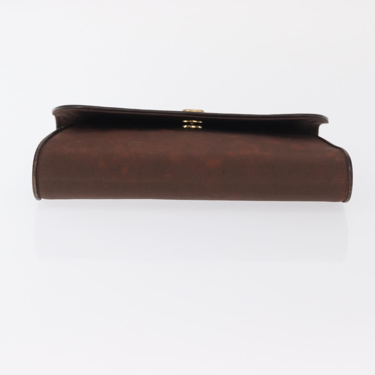 GUCCI Chain Shoulder Bag Nylon Brown Gold Auth 149791