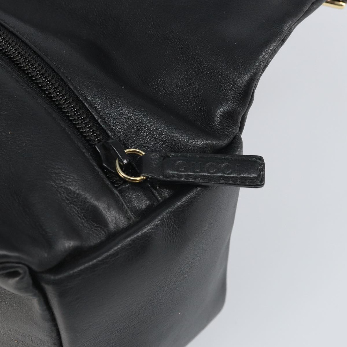 GUCCI Bamboo Hand Bag Leather Black Gold 000 3444 0575 Auth 149792