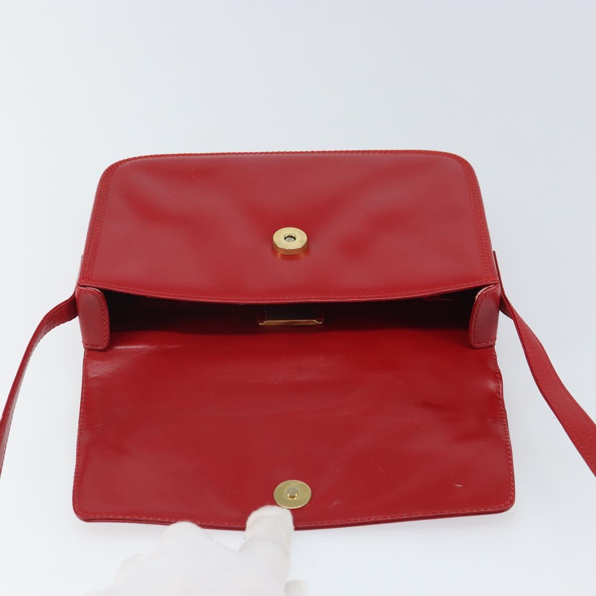 LOEWE Shoulder Bag Leather Red Gold Auth 149793