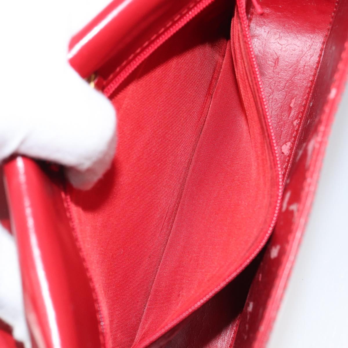 LOEWE Shoulder Bag Leather Red Gold Auth 149793