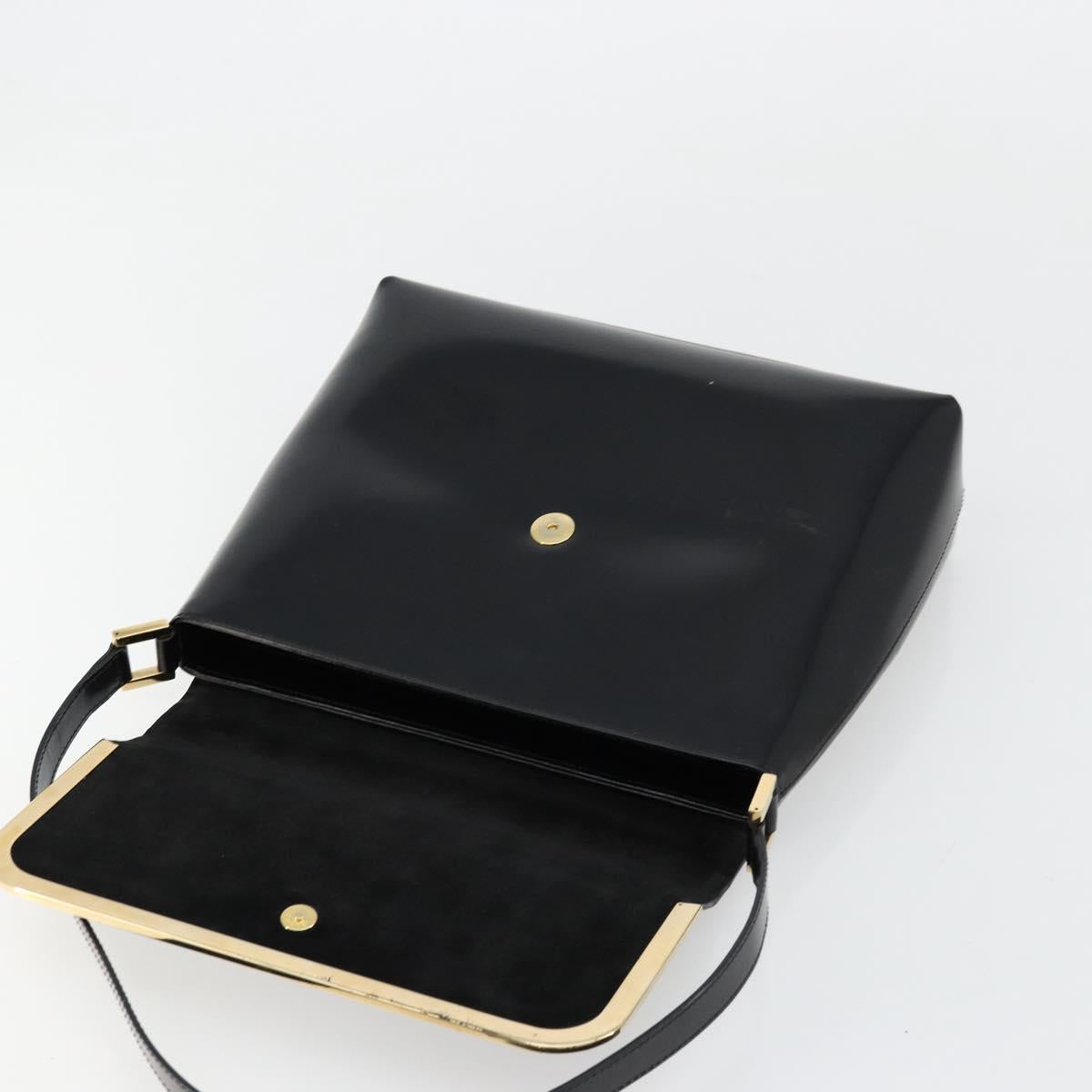 GUCCI Shoulder Bag Patent leather Black Gold 001 2113 1792 Auth 149795