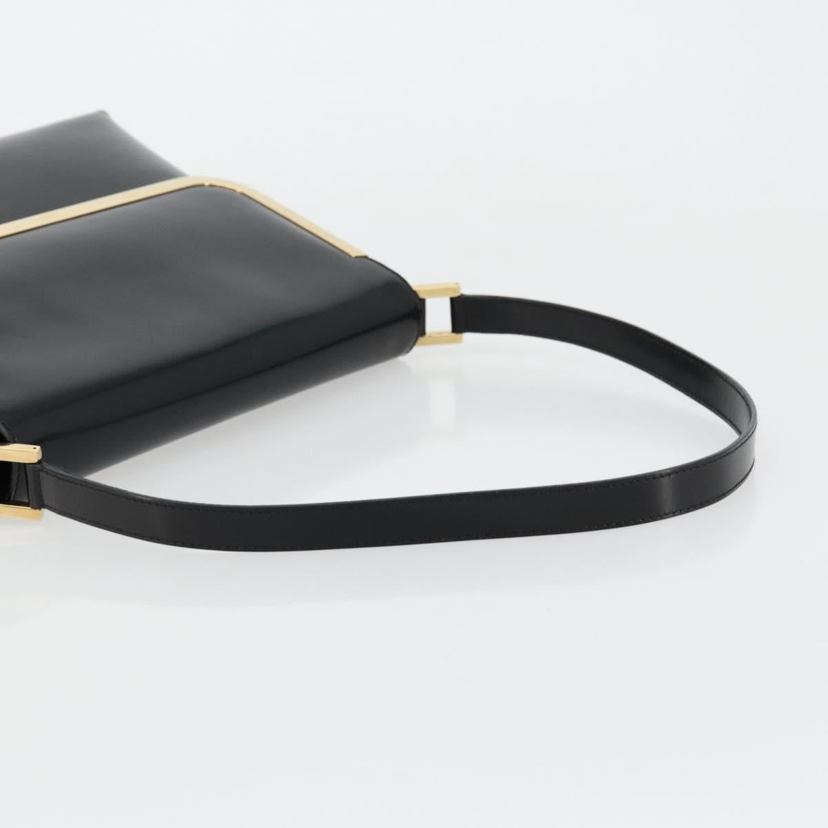 GUCCI Shoulder Bag Patent leather Black Gold 001 2113 1792 Auth 149795