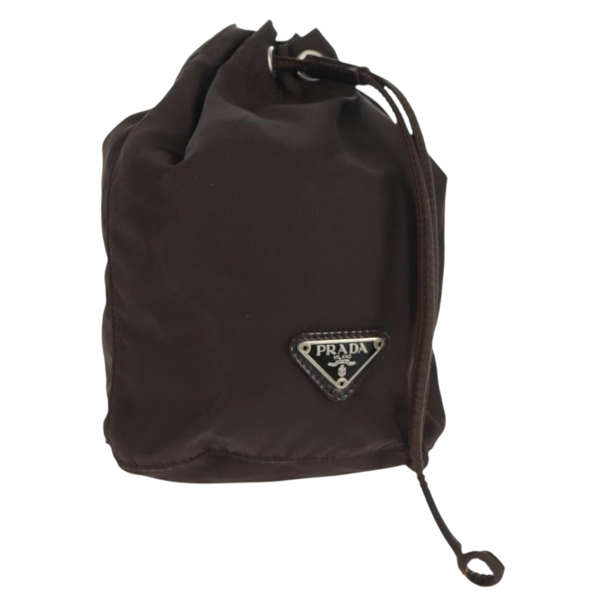 PRADA Pouch Nylon Brown Auth 149796V