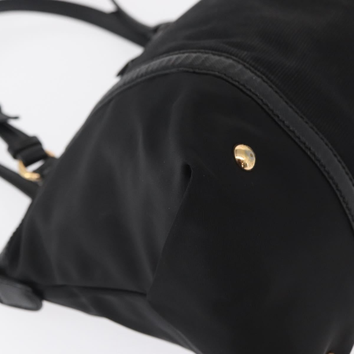 Salvatore Ferragamo Vala Hand Bag Nylon Black Gold Auth 149797