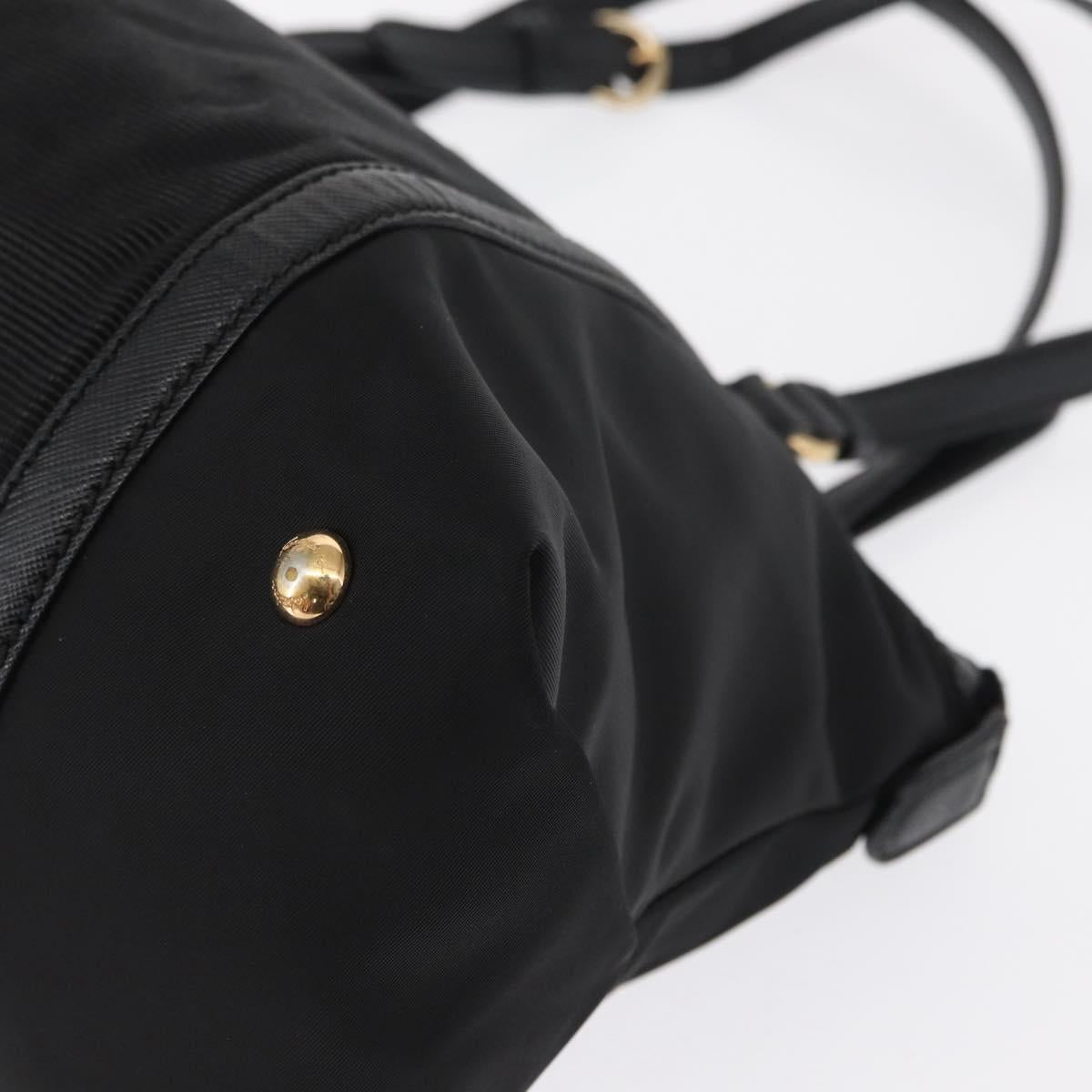 Salvatore Ferragamo Vala Hand Bag Nylon Black Gold Auth 149797