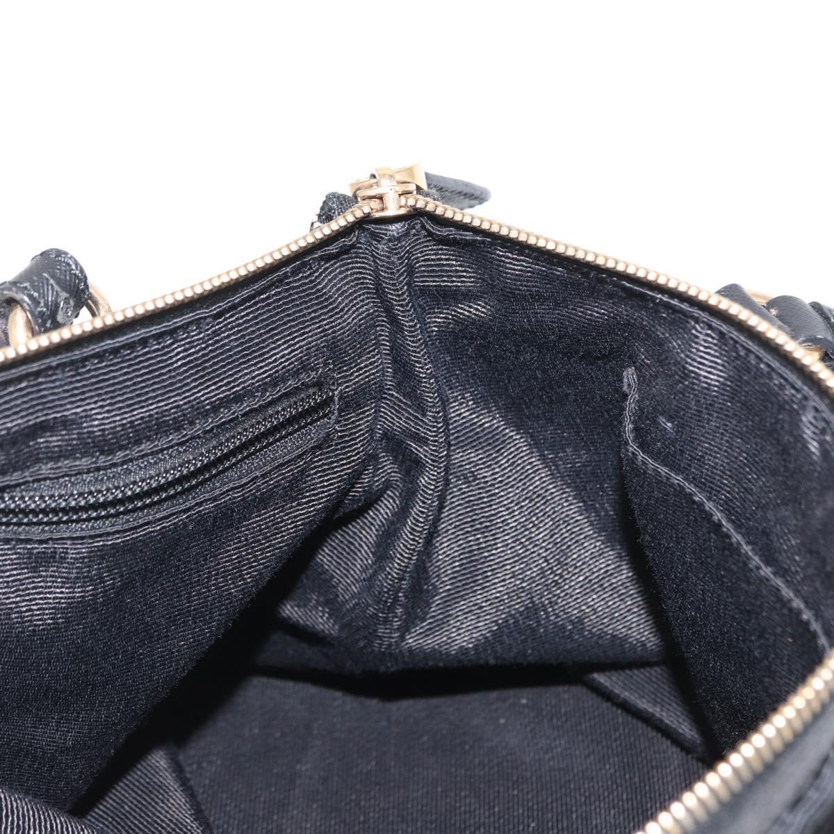 Salvatore Ferragamo Vala Hand Bag Nylon Black Gold Auth 149797