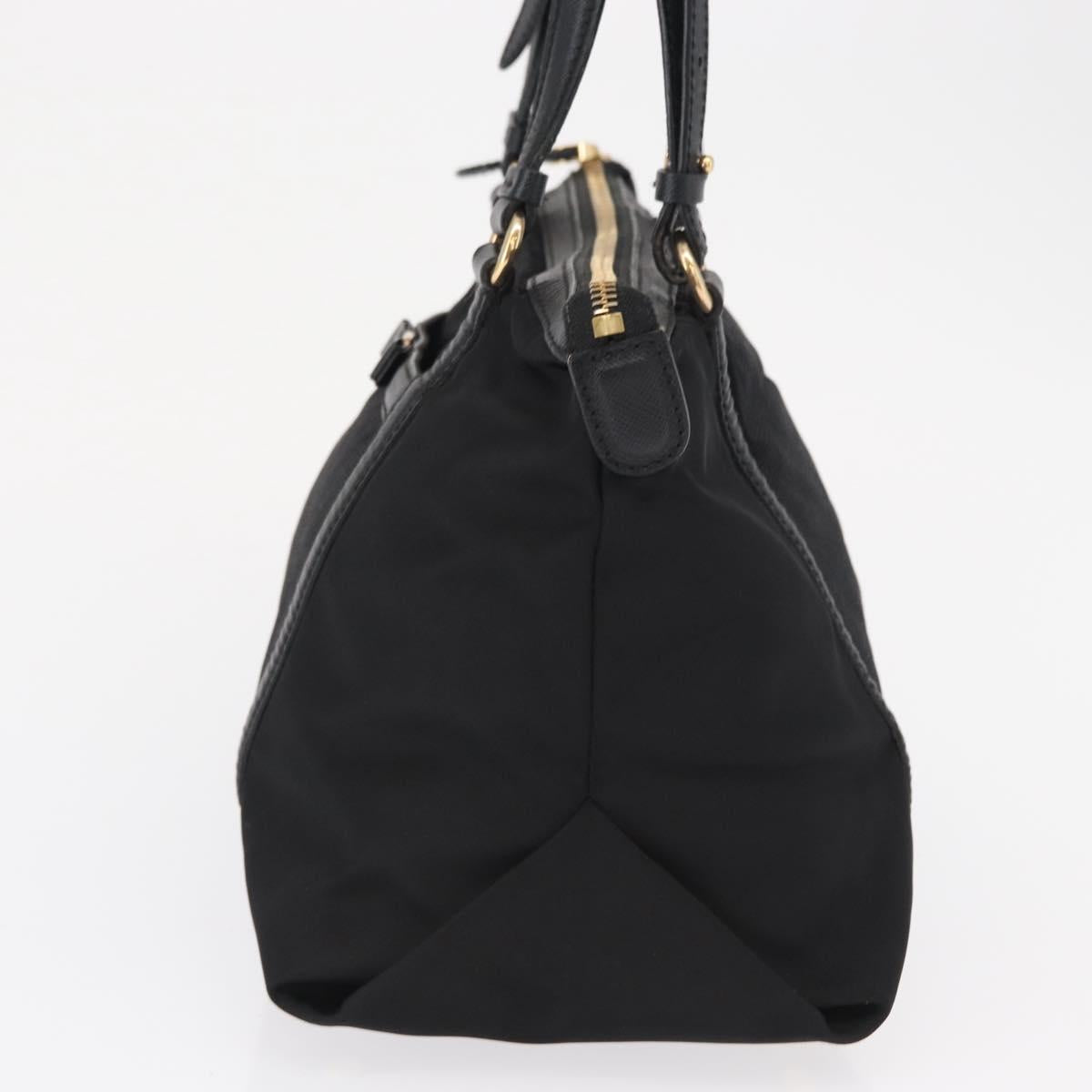 Salvatore Ferragamo Vala Hand Bag Nylon Black Gold Auth 149797