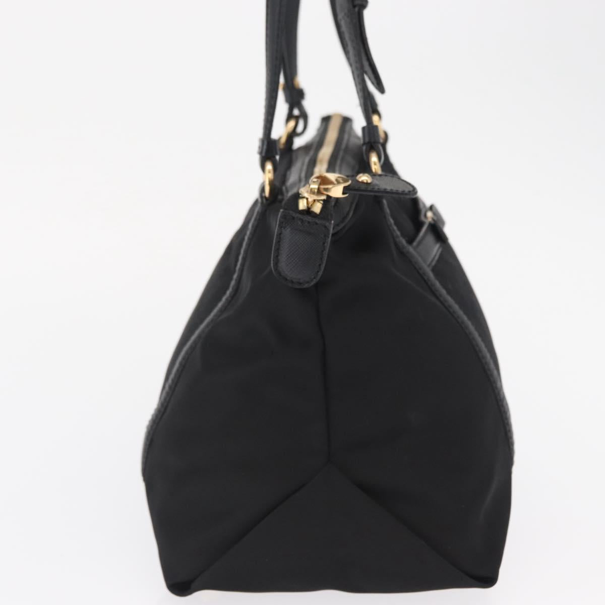 Salvatore Ferragamo Vala Hand Bag Nylon Black Gold Auth 149797