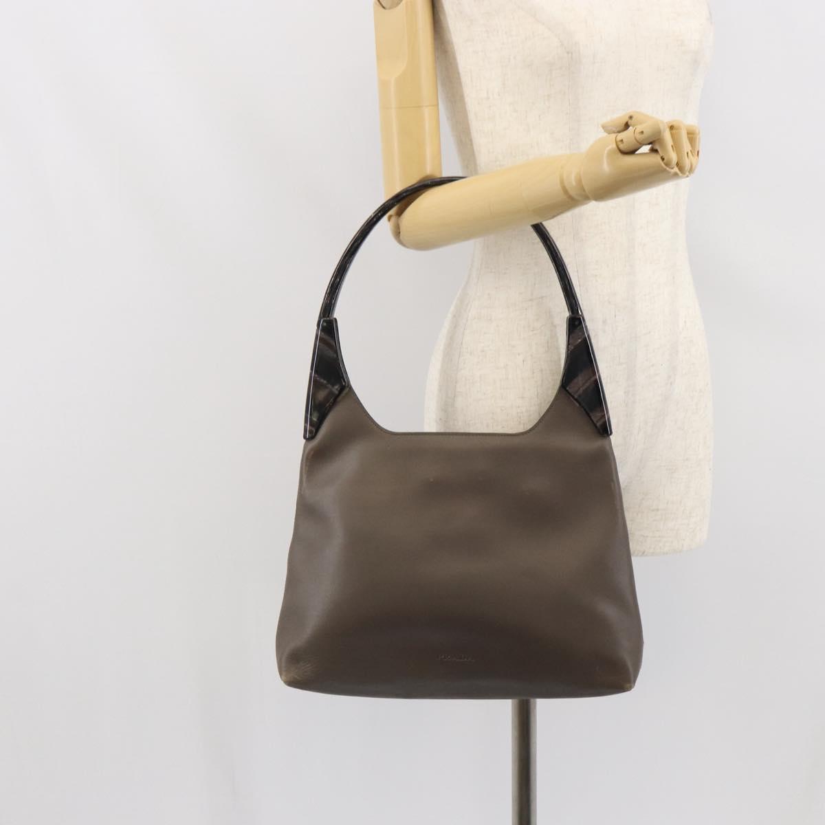 PRADA Shoulder Bag Leather Brown Auth 149800