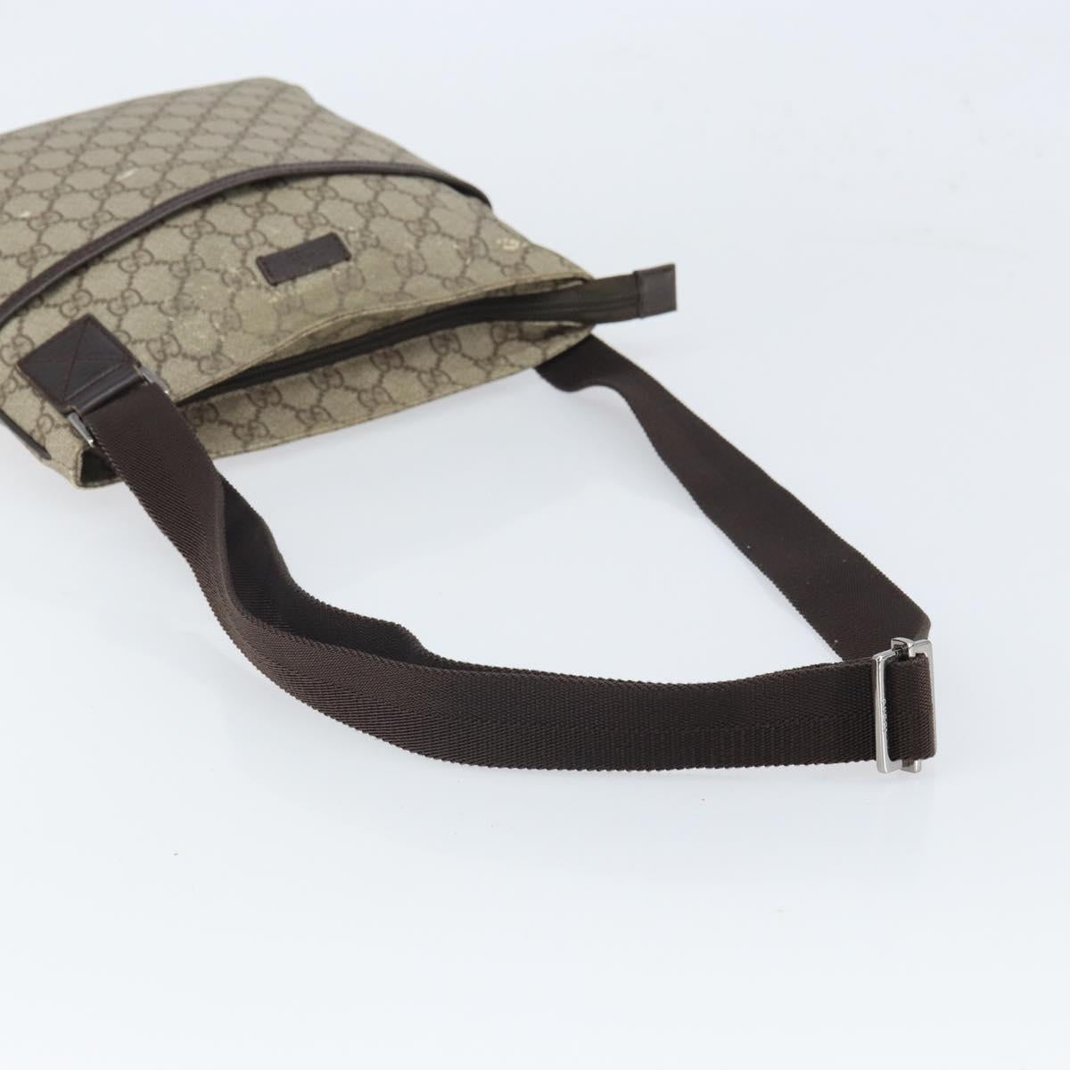 GUCCI GG Supreme Shoulder Bag PVC Beige Silver 141626 Auth 149803
