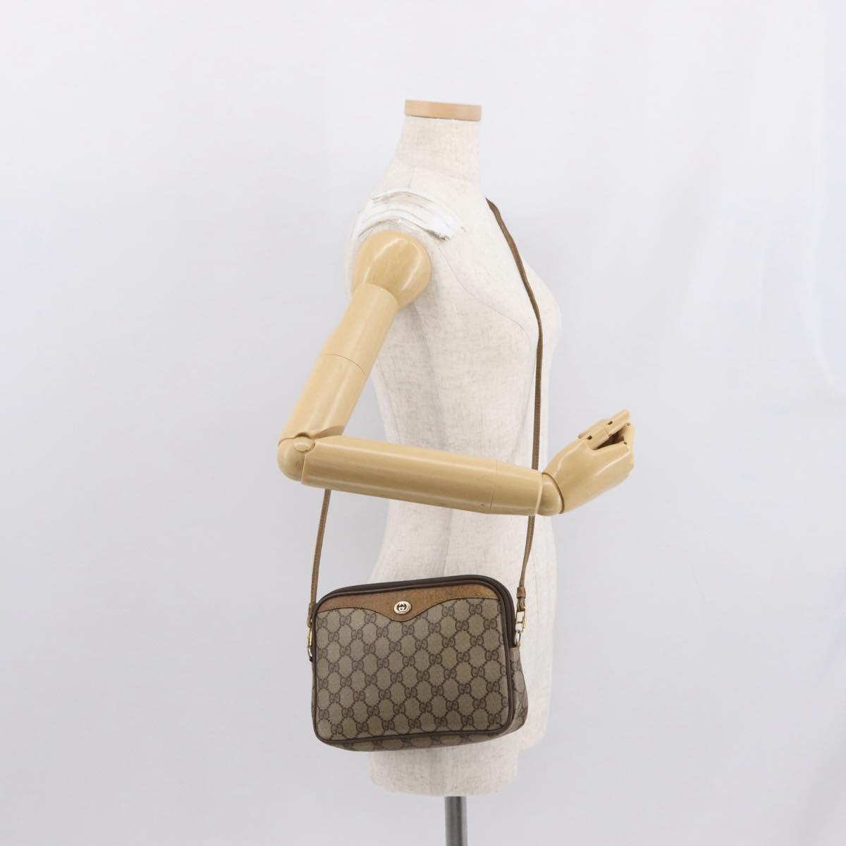 GUCCI GG Supreme Shoulder Bag PVC Beige Gold 97 02 068 Auth 149804