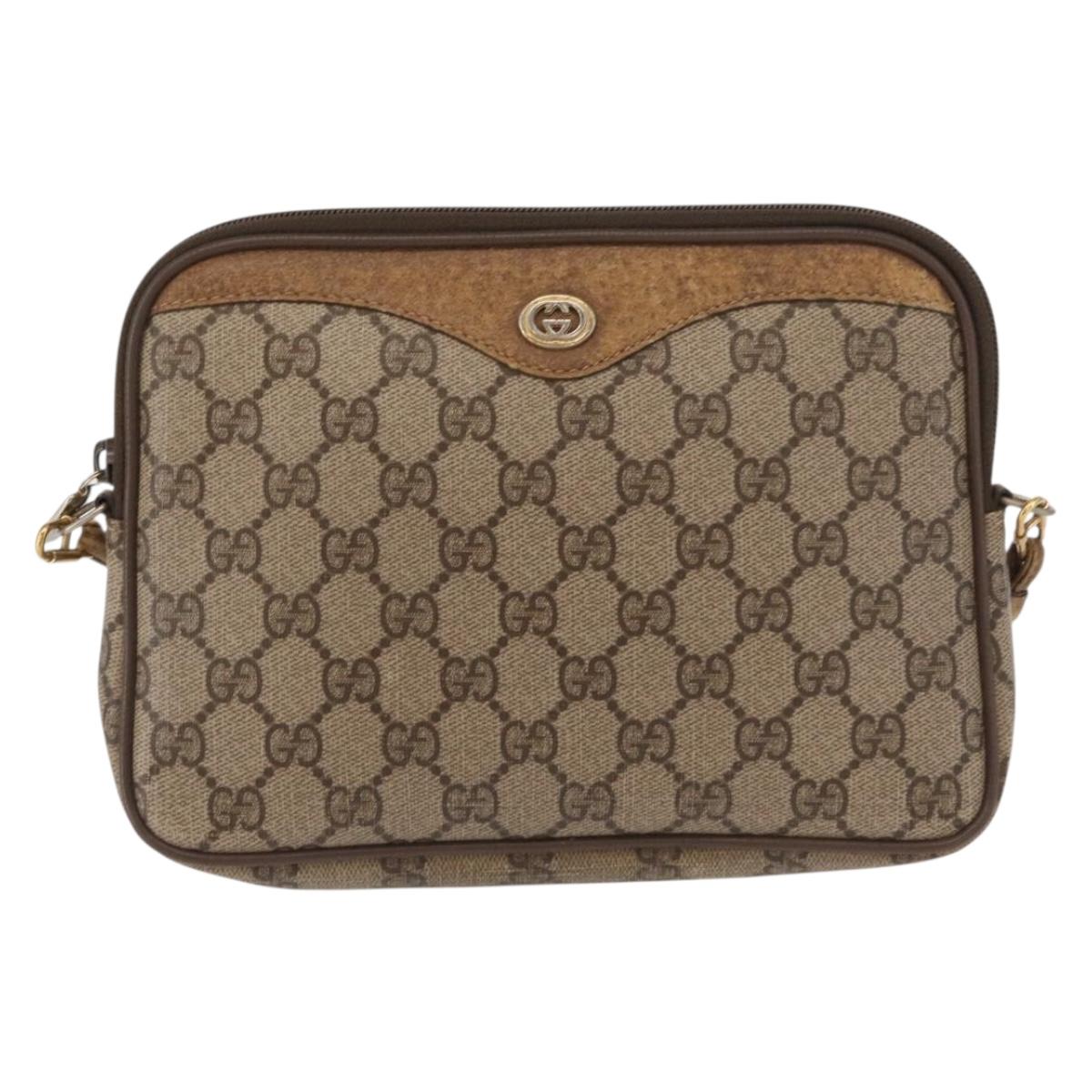 GUCCI GG Supreme Shoulder Bag PVC Beige Gold 97 02 068 Auth 149804