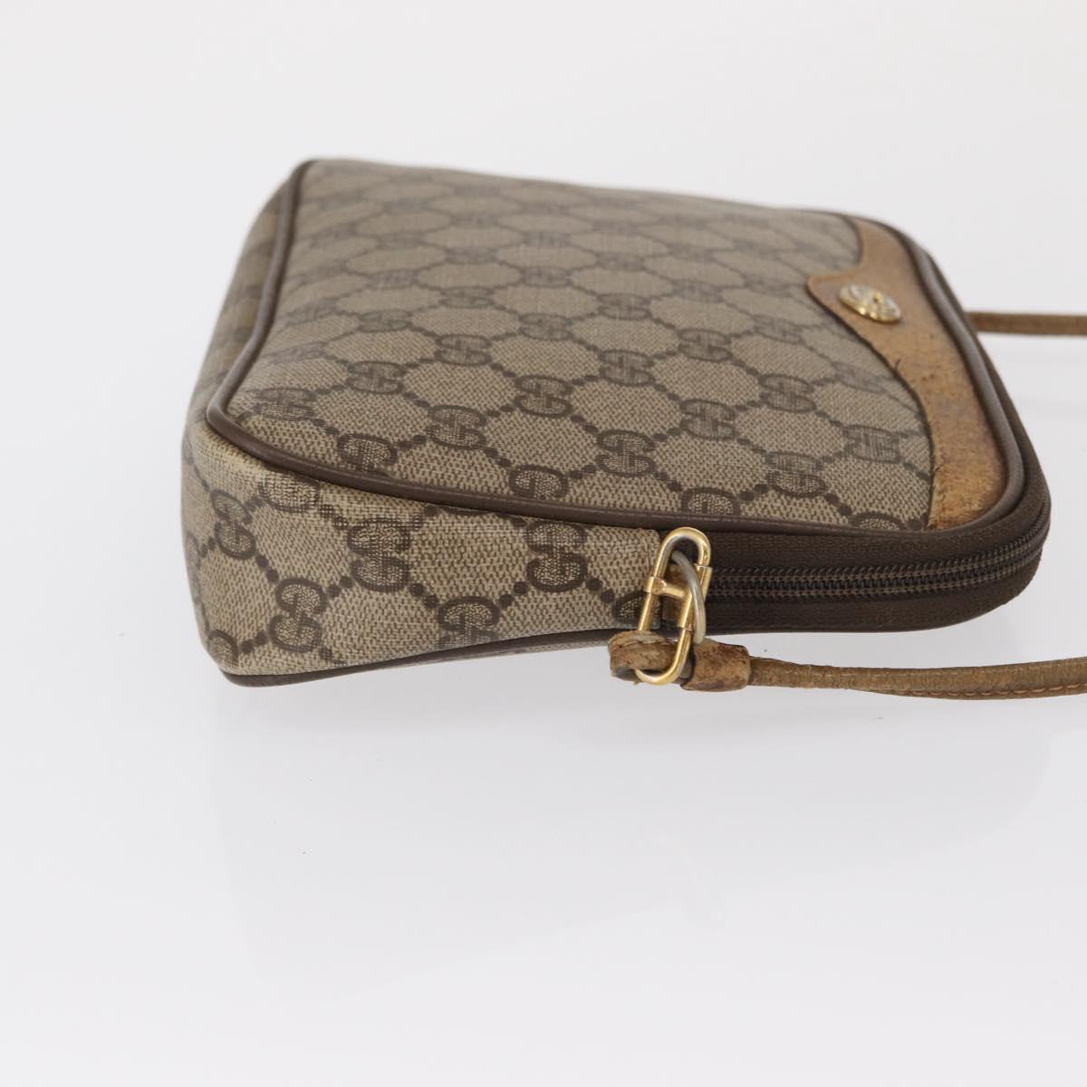 GUCCI GG Supreme Shoulder Bag PVC Beige Gold 97 02 068 Auth 149804