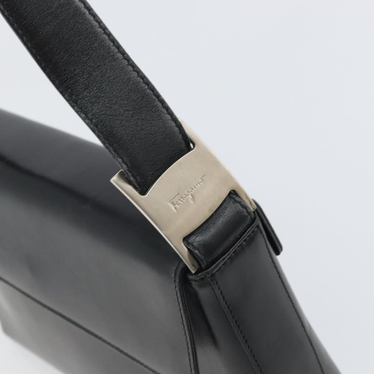Salvatore Ferragamo Vala Shoulder Bag Leather Black Silver Auth 149807