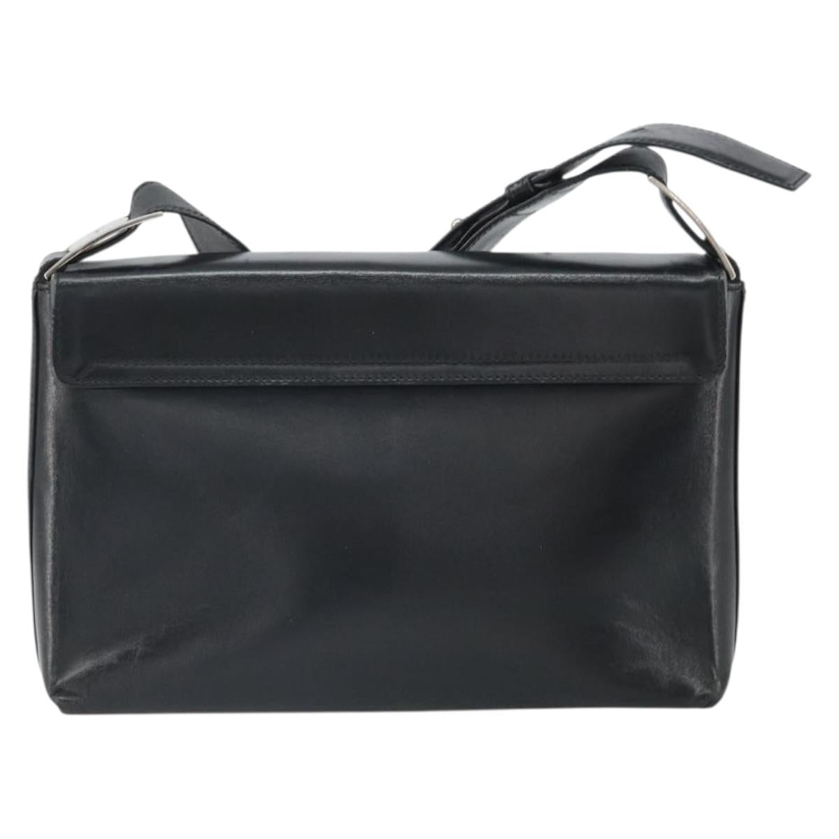 Salvatore Ferragamo Vala Shoulder Bag Leather Black Silver Auth 149807